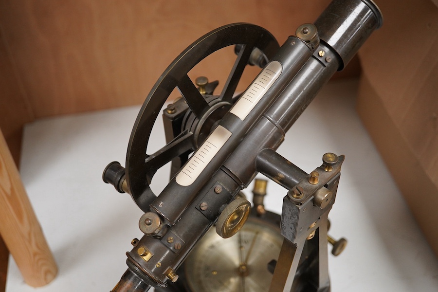 A mid 19th century Elliott Bros., London theodolite and teak tripod, with owner’s engraved name for John Frederick Bateman, the theodolite has been mounted on a later base for display.